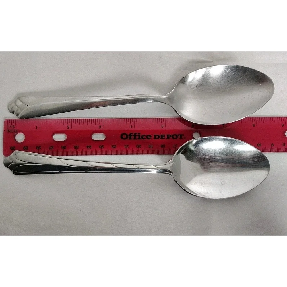 Ekco Kenilworth Stainless Serving Spoon & Fowerbud USA Lot Of 2 Glossy Flatware